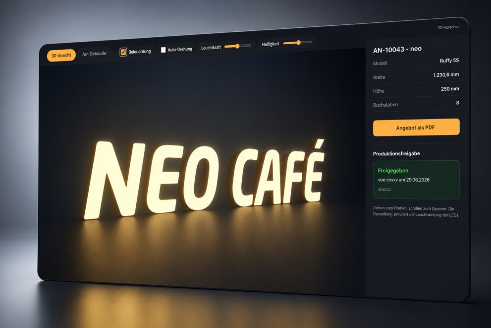 3D önizleme ve çevrimiçi onay ile web bağlantısıyla müşteri onayı
